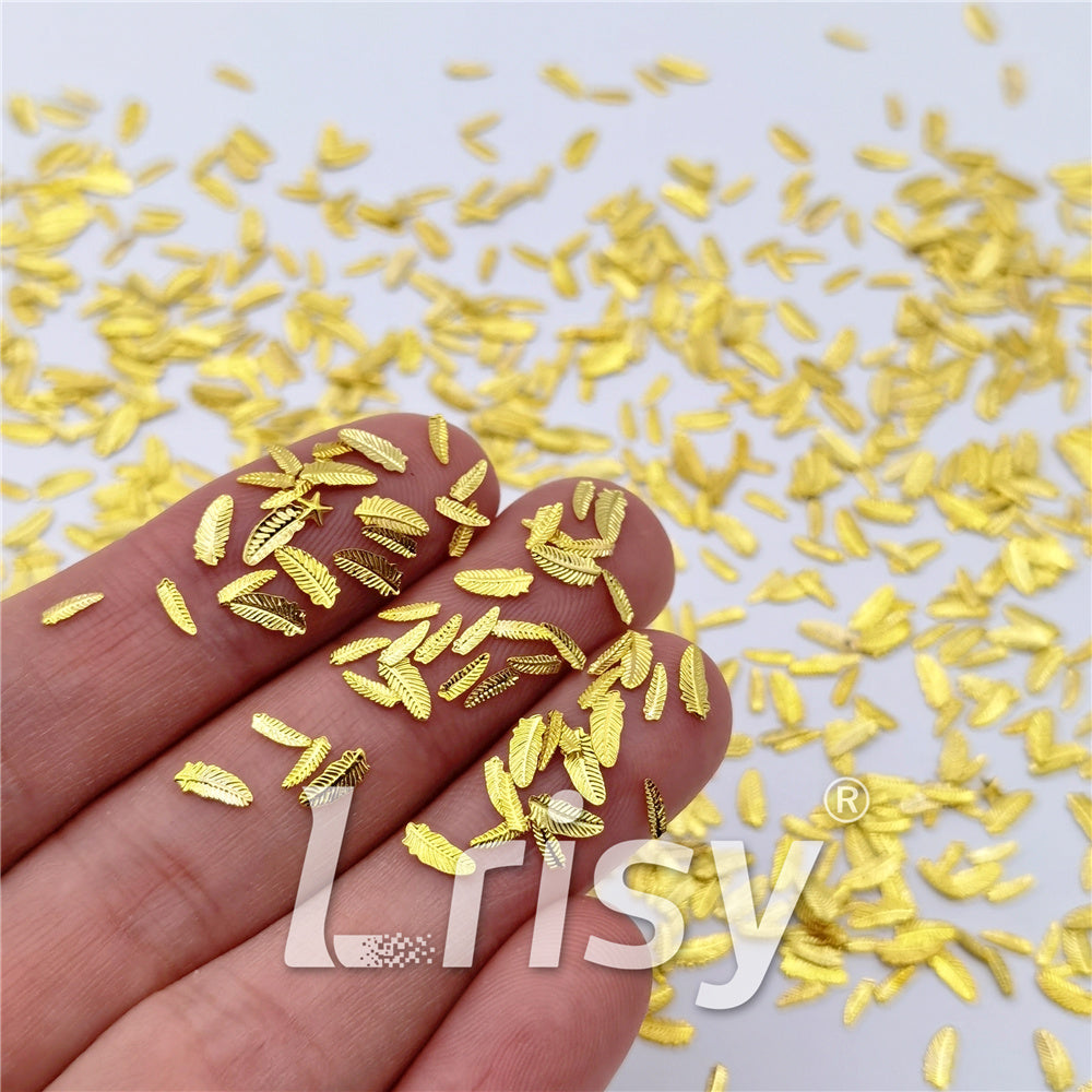 Golden 3/5mm Angel's Feather Shaped Mixed Metal Nail Charms MD210