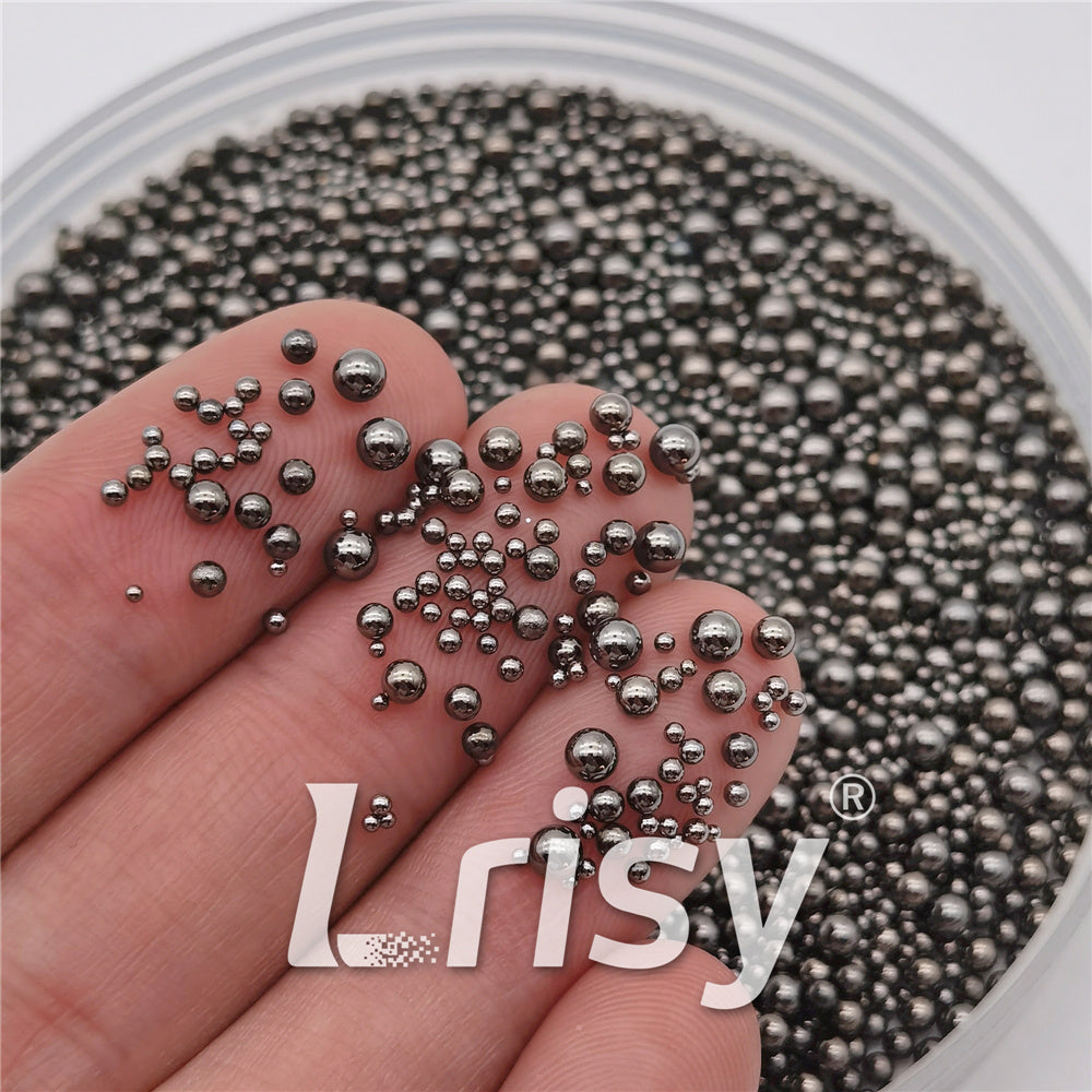 Black Beads 2/1.5/1/0.8/0.5mm Mixed Metal Nail Charms MD212