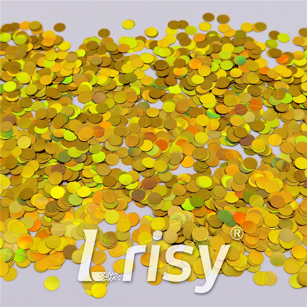 6mm Round Shaped Holographic Gold Glitter LB0210