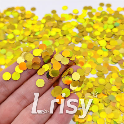 6mm Round Shaped Holographic Gold Glitter LB0210