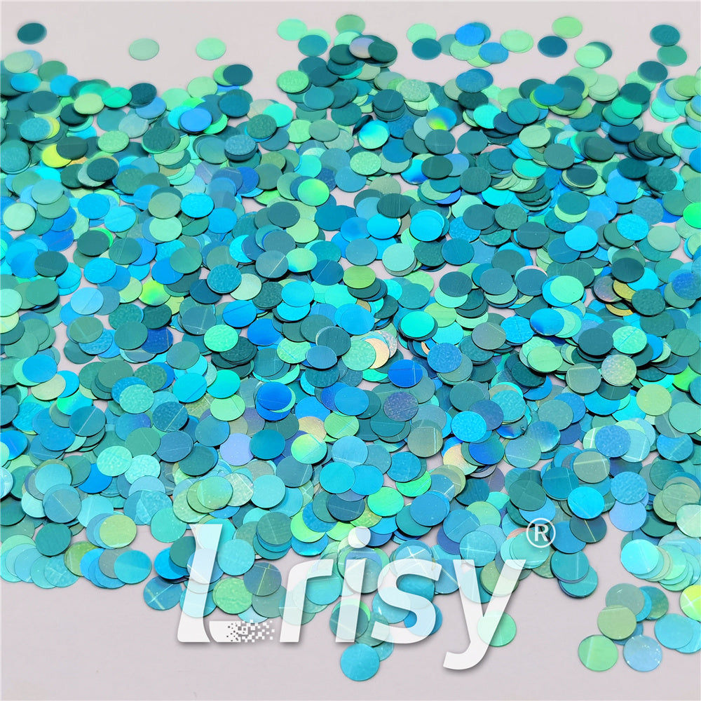 6mm Round Shaped Holographic Teal Green Glitter LB0702