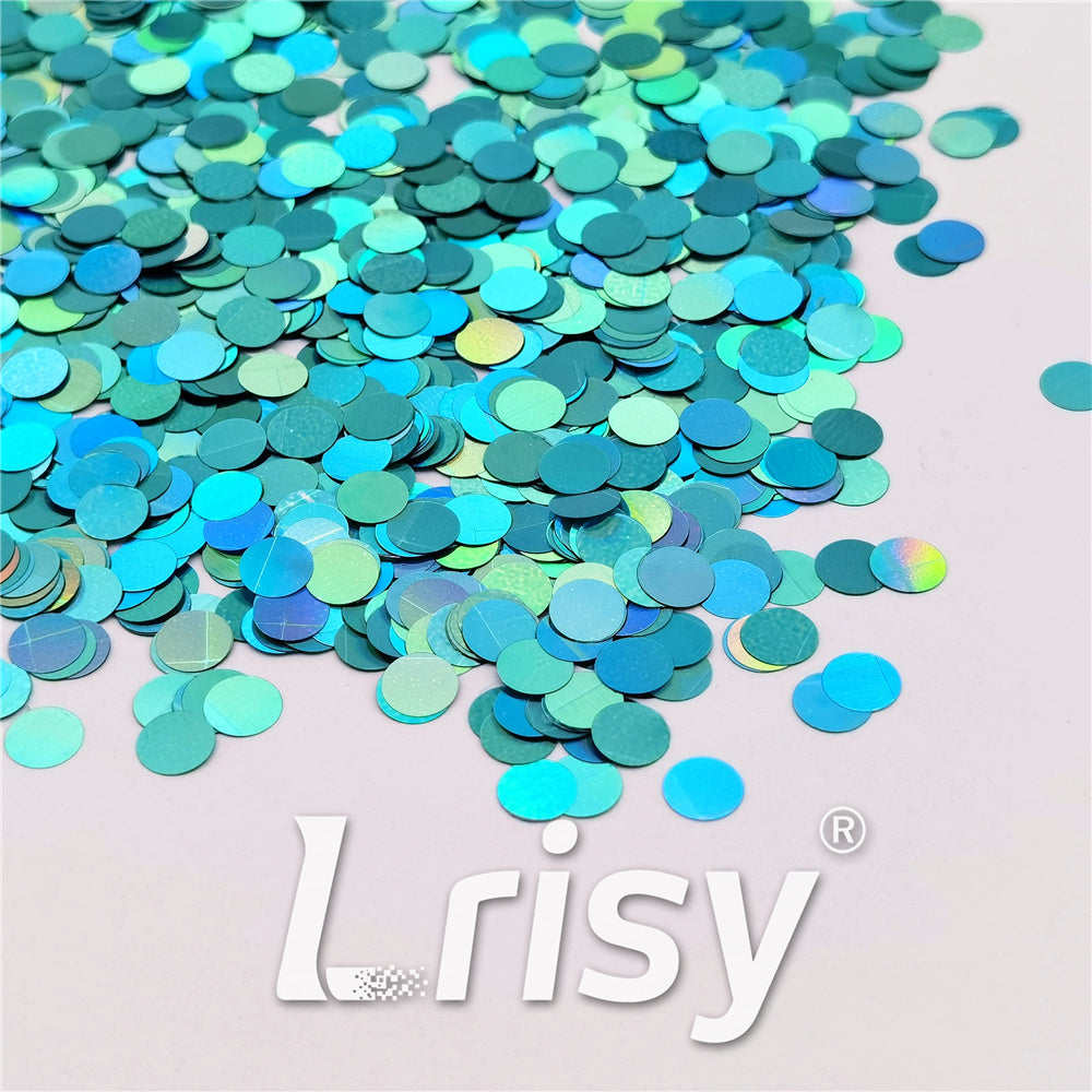 6mm Round Shaped Holographic Teal Green Glitter LB0702