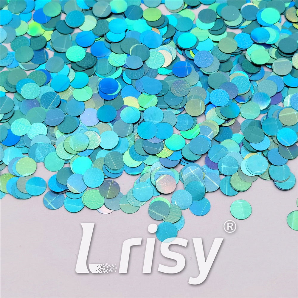 6mm Round Shaped Holographic Teal Green Glitter LB0702
