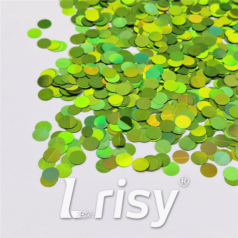 6mm Round Shaped Holographic Green Glitter LB0601