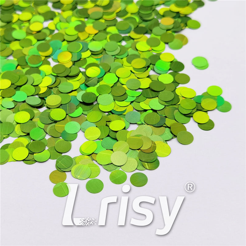 6mm Round Shaped Holographic Green Glitter LB0601