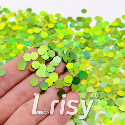 6mm Round Shaped Holographic Green Glitter LB0601