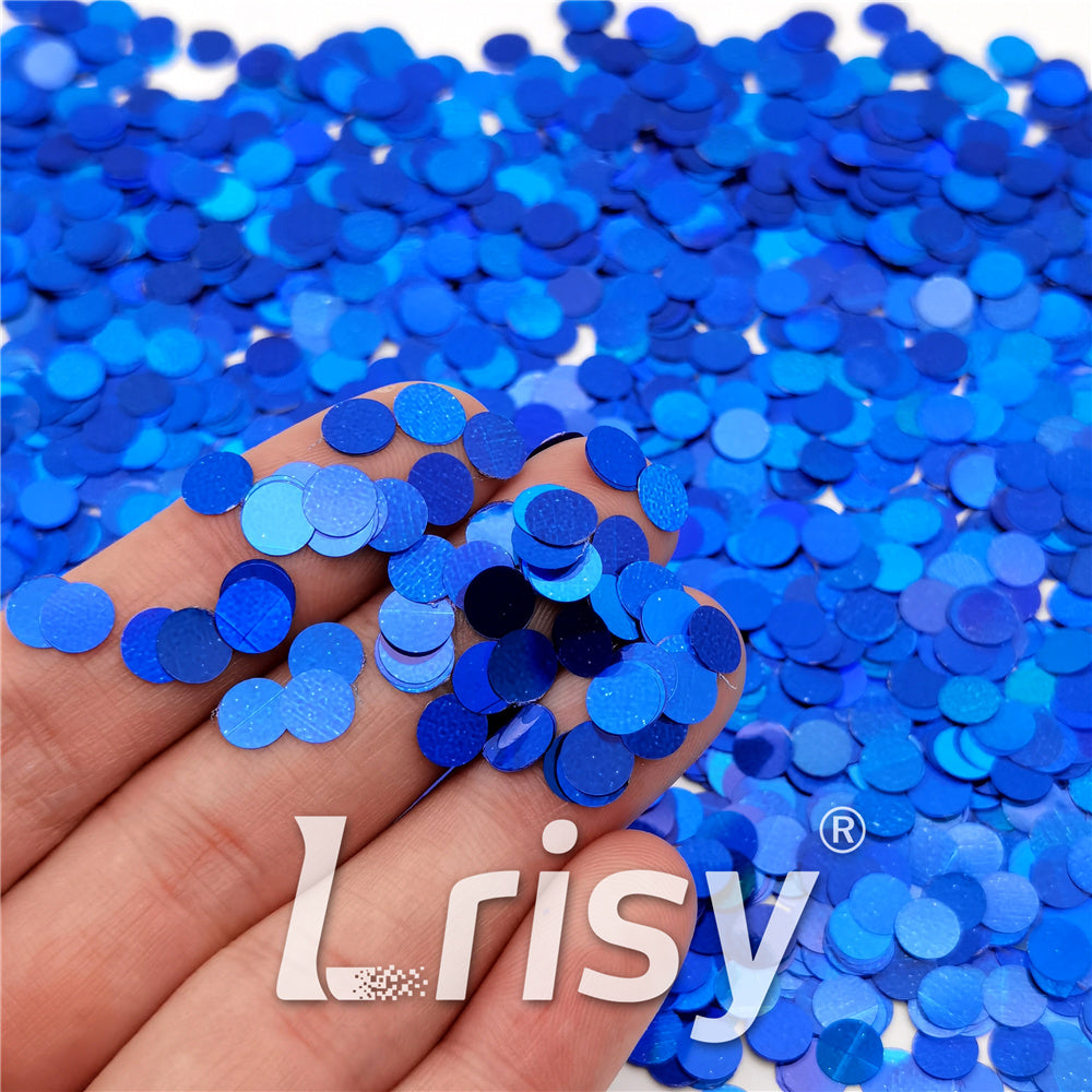 6mm Round Shaped Holographic Lake Blue Glitter LB0705