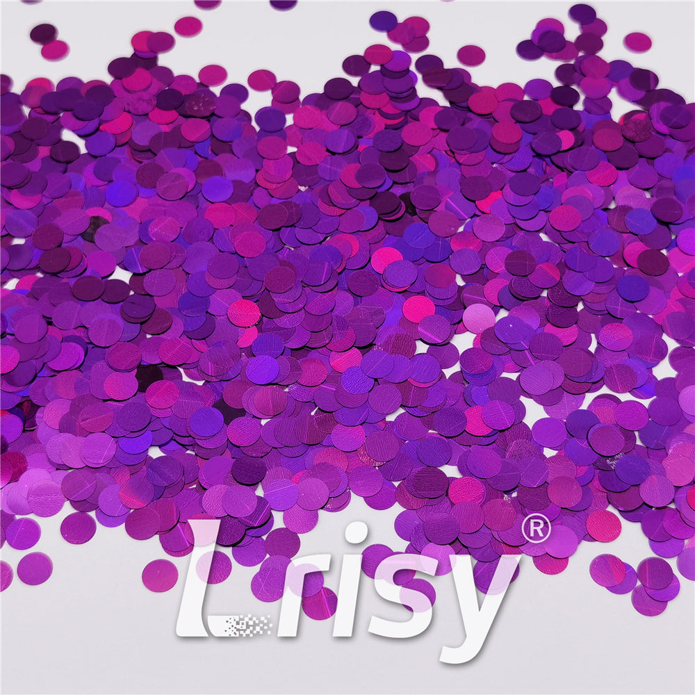 6mm Round Shaped Holographic Purple Glitter LB0800