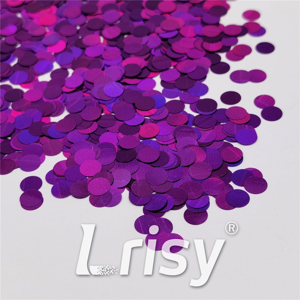 6mm Round Shaped Holographic Purple Glitter LB0800