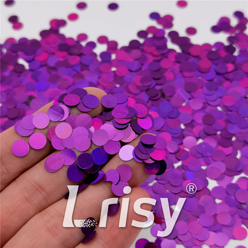 6mm Round Shaped Holographic Purple Glitter LB0800