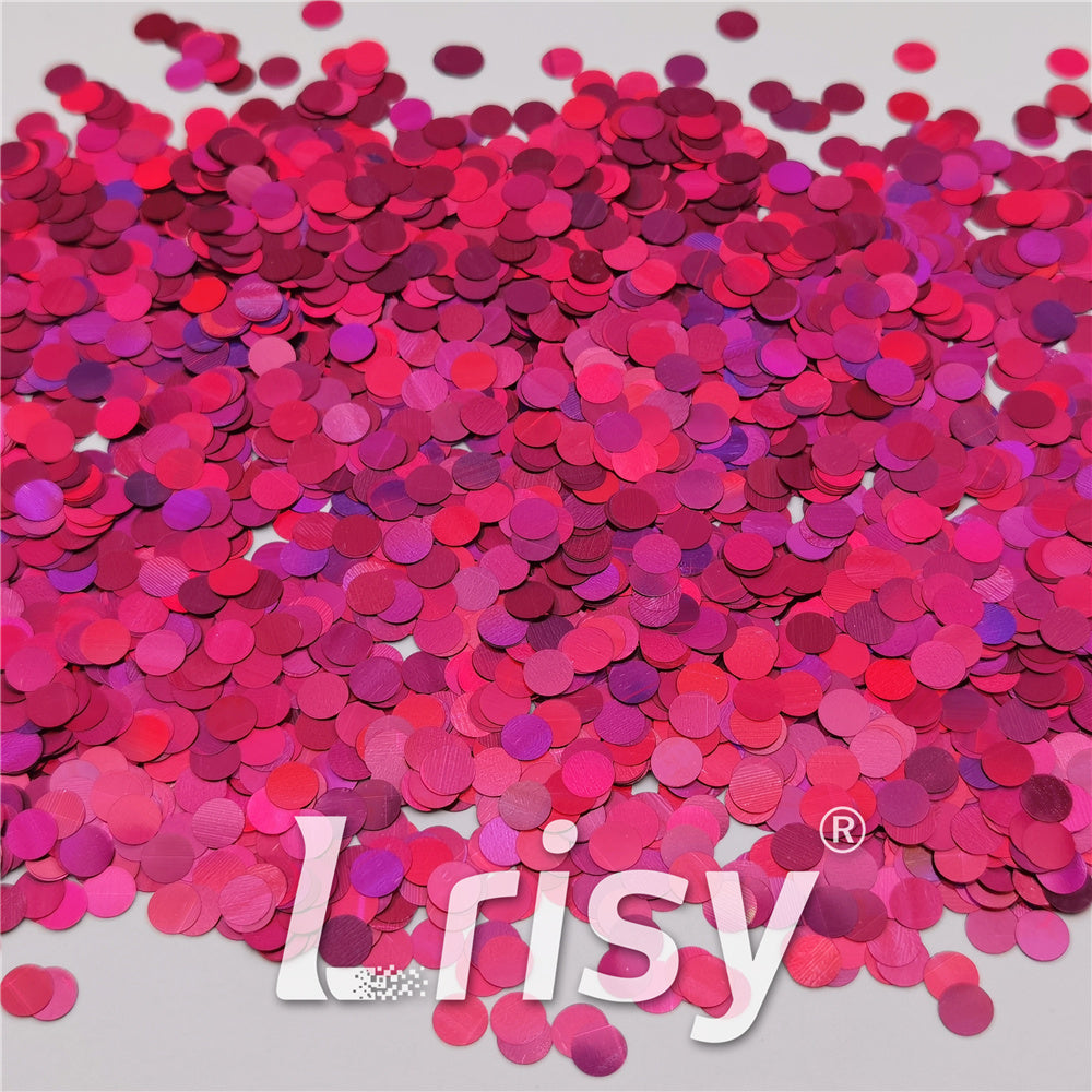 6mm Round Shaped Holographic Rose Red Glitter LB0912