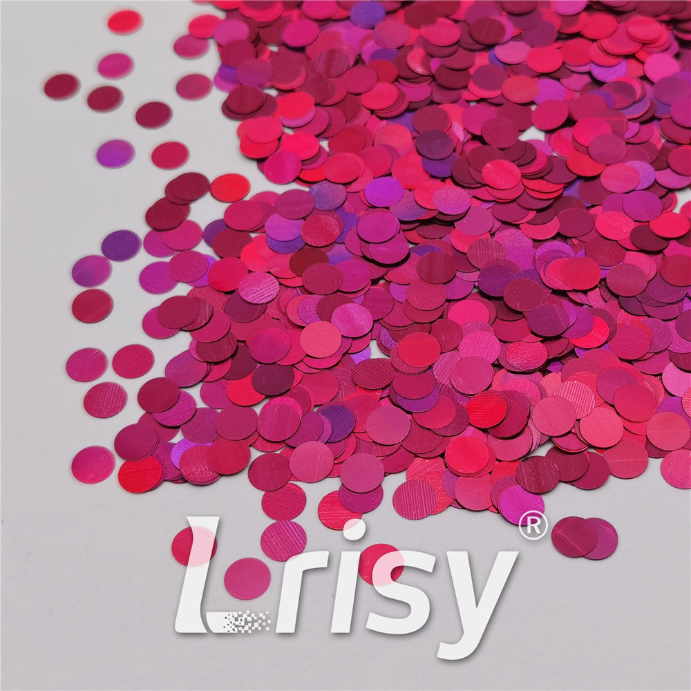 6mm Round Shaped Holographic Rose Red Glitter LB0912