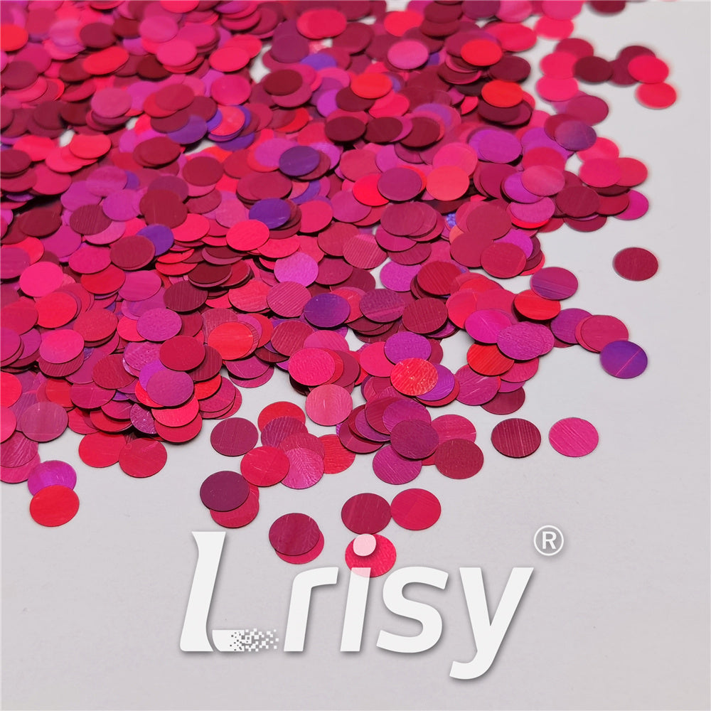 6mm Round Shaped Holographic Rose Red Glitter LB0912