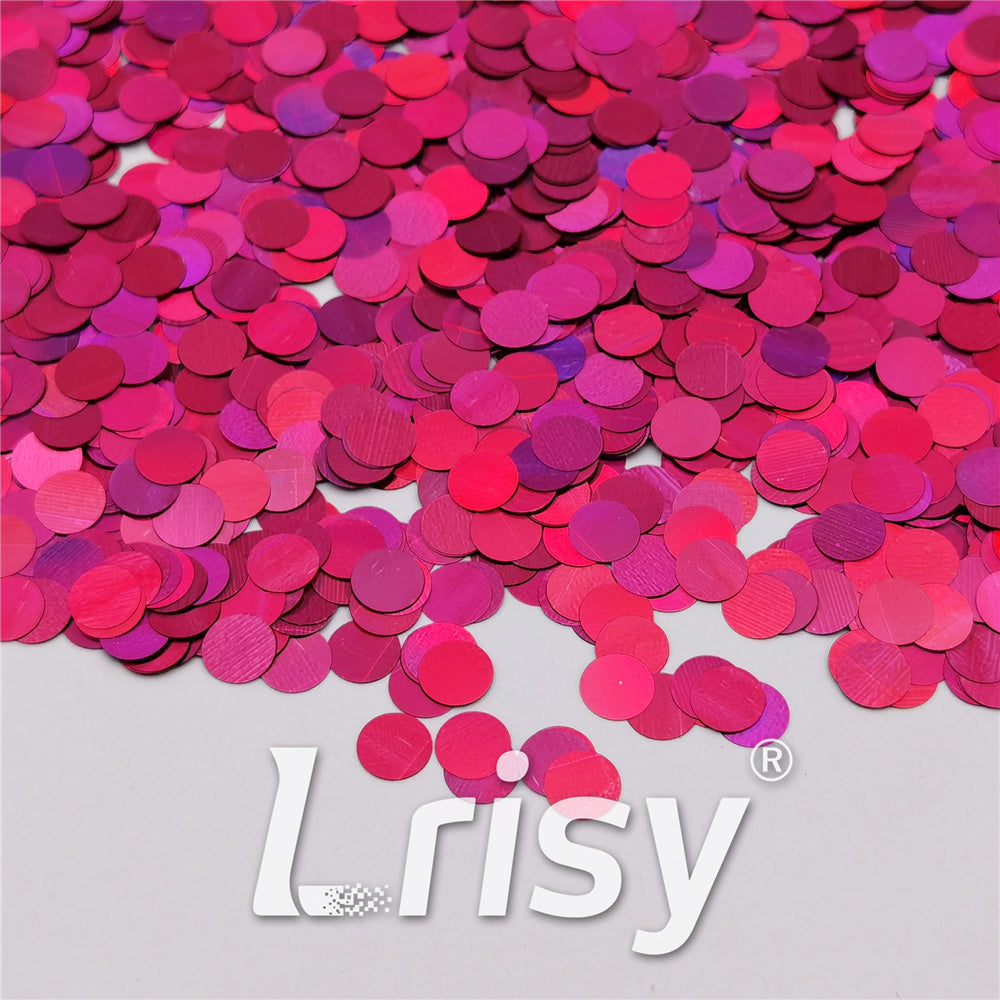 6mm Round Shaped Holographic Rose Red Glitter LB0912
