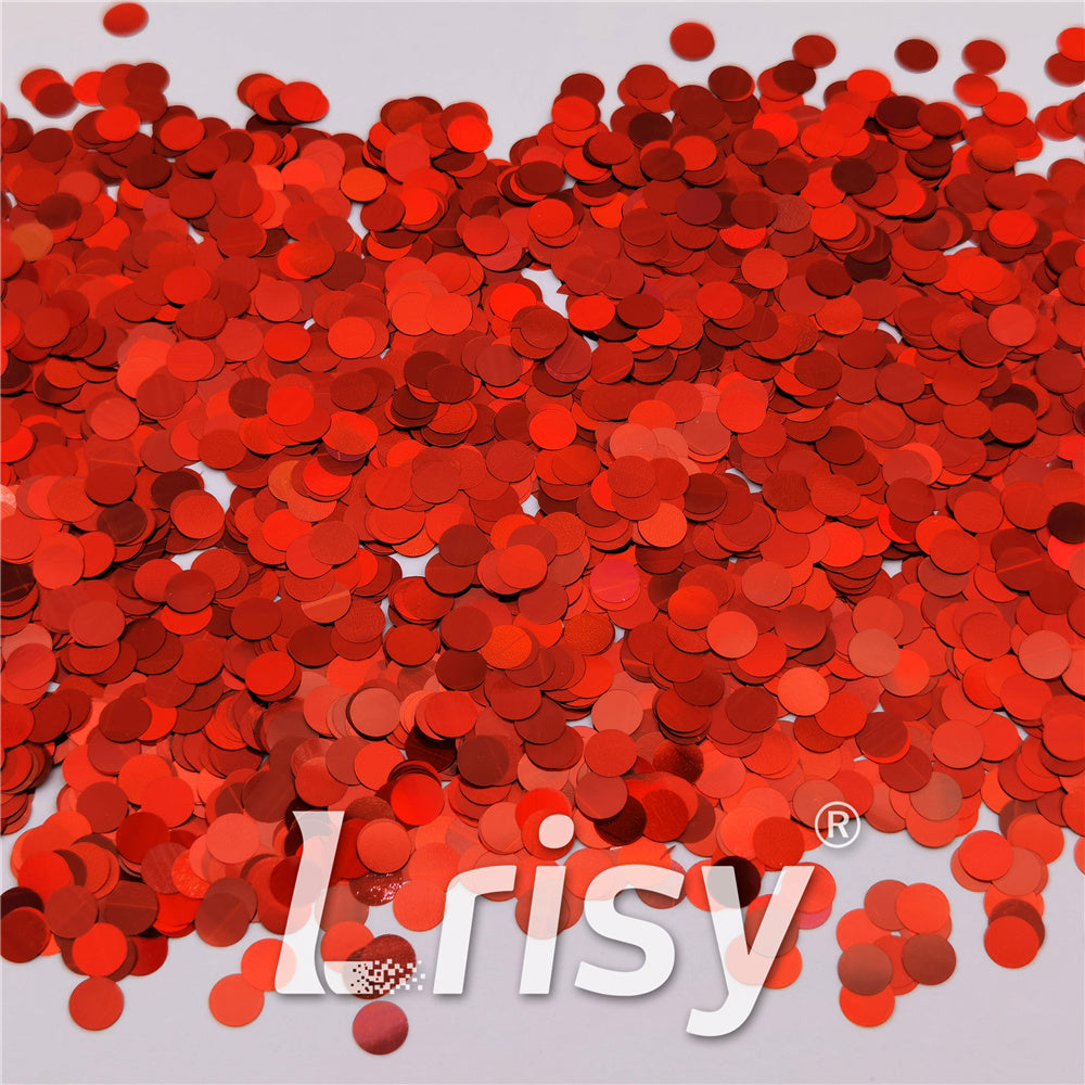 6mm Round Shaped Holographic Red Glitter LB0300