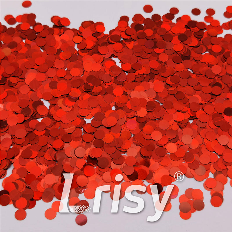 6mm Round Shaped Holographic Red Glitter LB0300