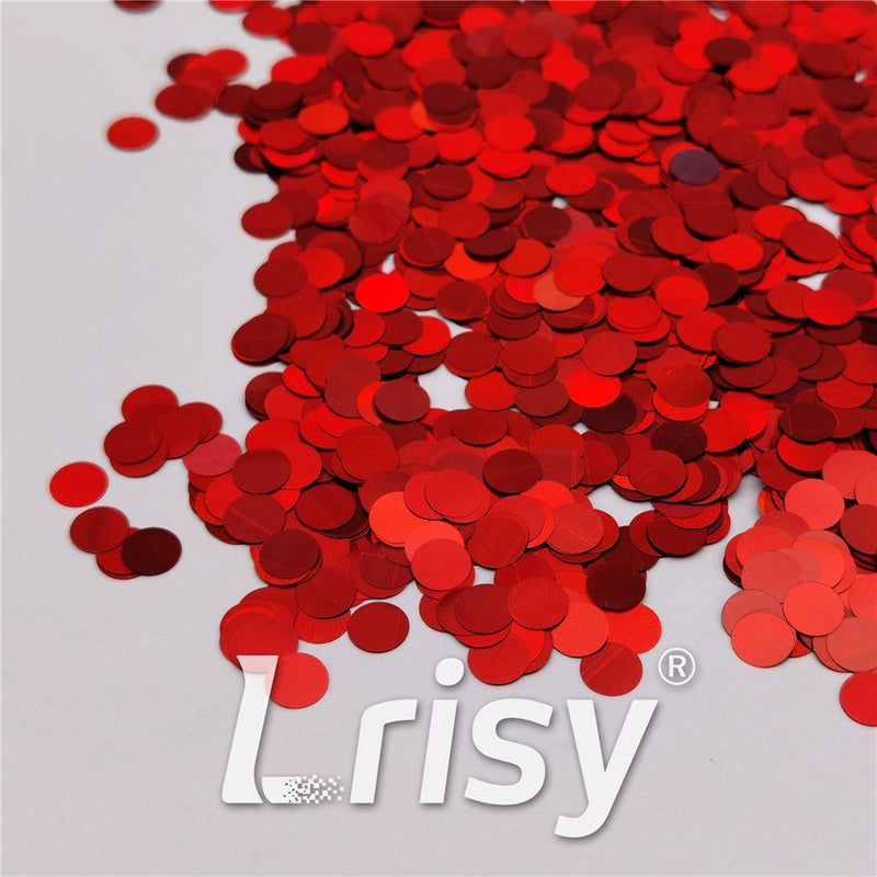 6mm Round Shaped Holographic Red Glitter LB0300