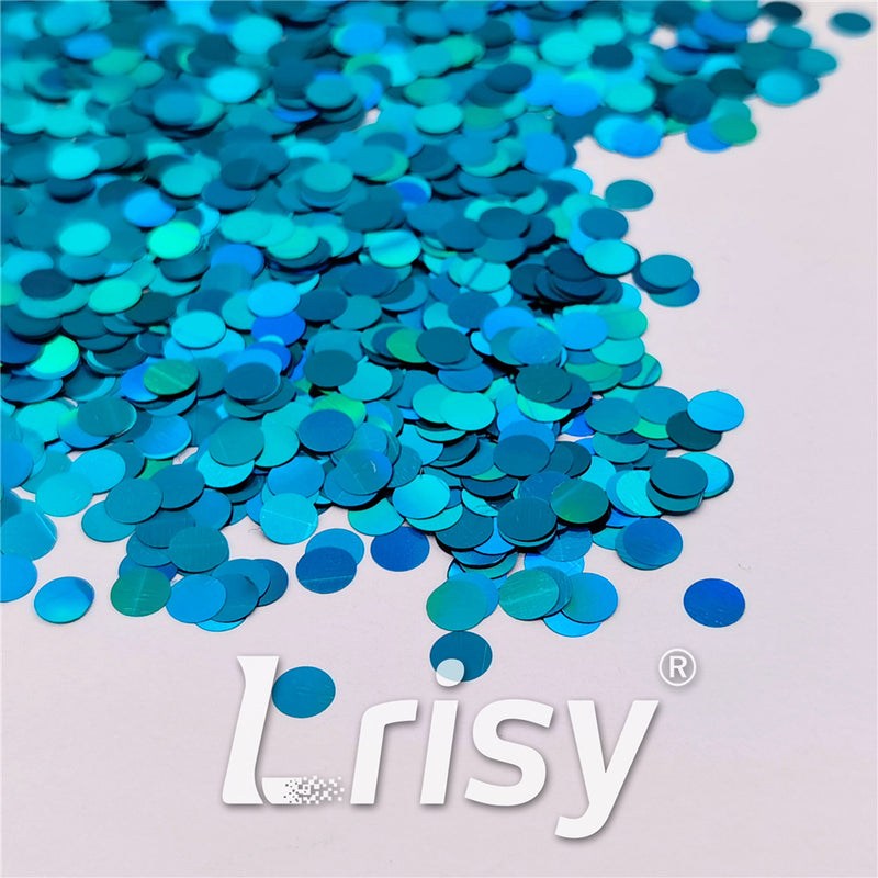 6mm Round Shaped Holographic Sky Blue Glitter LB0700