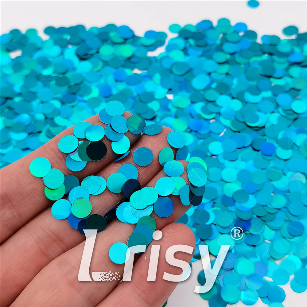 6mm Round Shaped Holographic Sky Blue Glitter LB0700