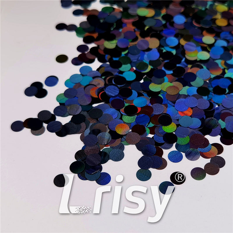 6mm Round Shaped Holographic Black Glitter LB01000