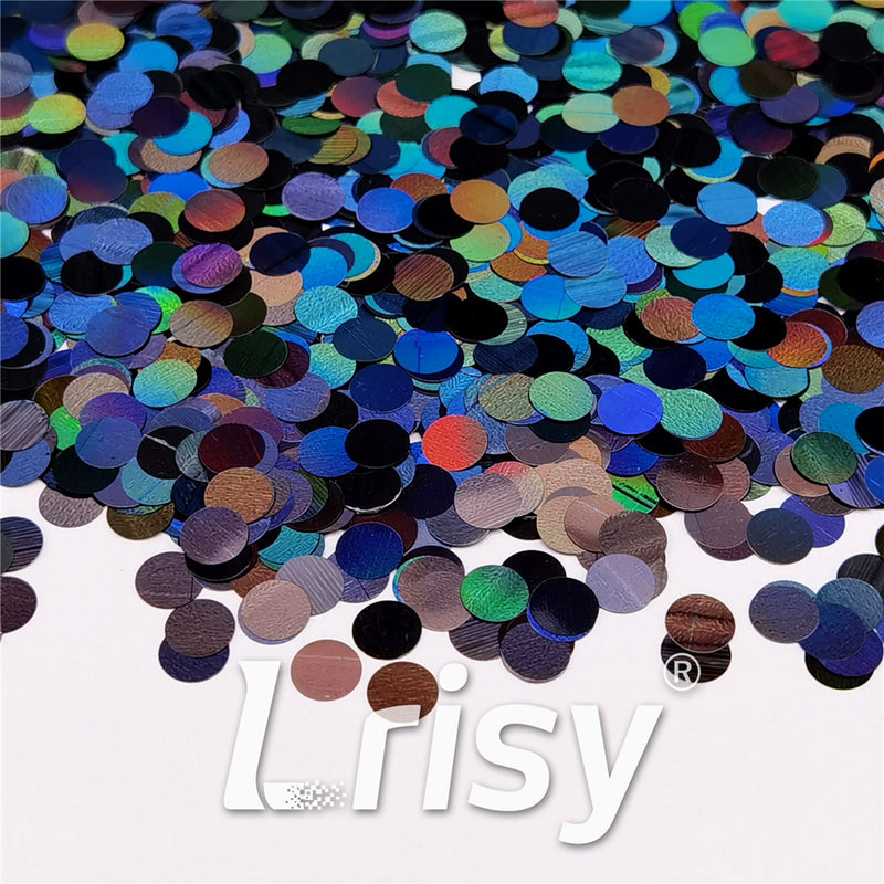 6mm Round Shaped Holographic Black Glitter LB01000