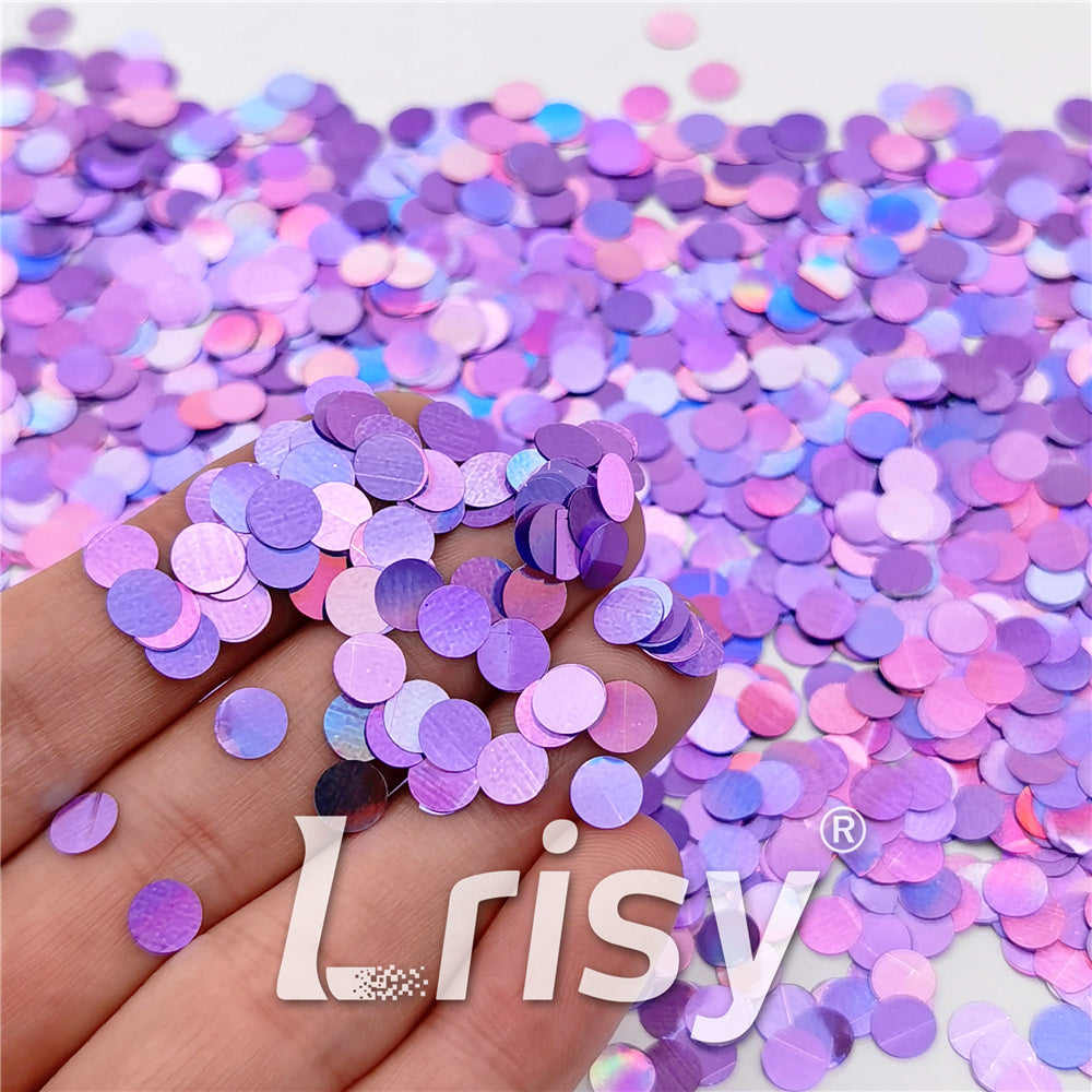 6mm Round Shaped Holographic Light Purple Glitter LB0802