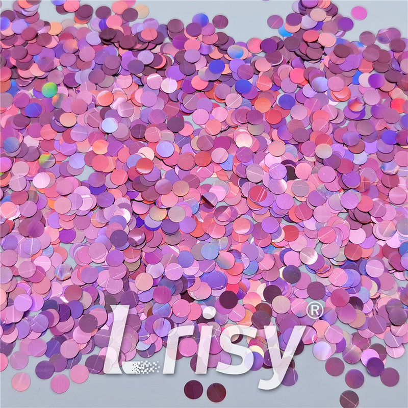 6mm Round Shaped Holographic Pink Glitter LB0901