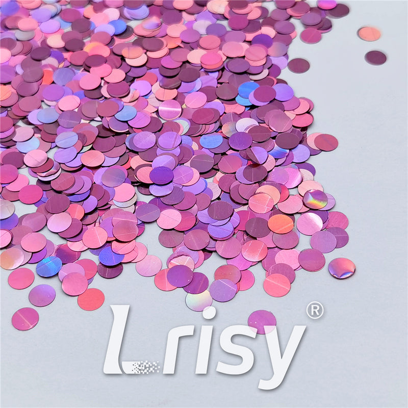 6mm Round Shaped Holographic Pink Glitter LB0901