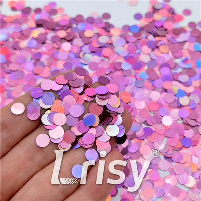 6mm Round Shaped Holographic Pink Glitter LB0901