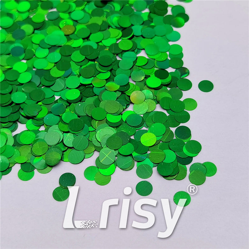 6mm Round Shaped Holographic Green Glitter LB0600
