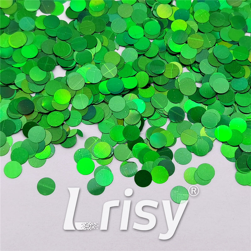 6mm Round Shaped Holographic Green Glitter LB0600