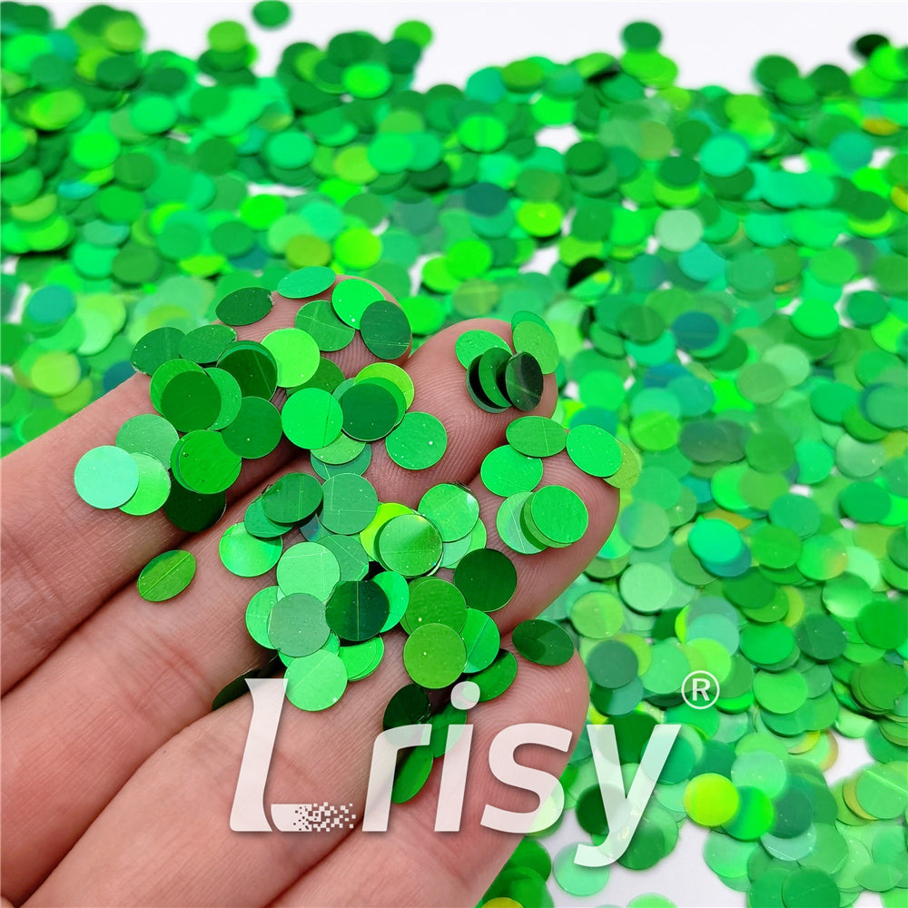 6mm Round Shaped Holographic Green Glitter LB0600