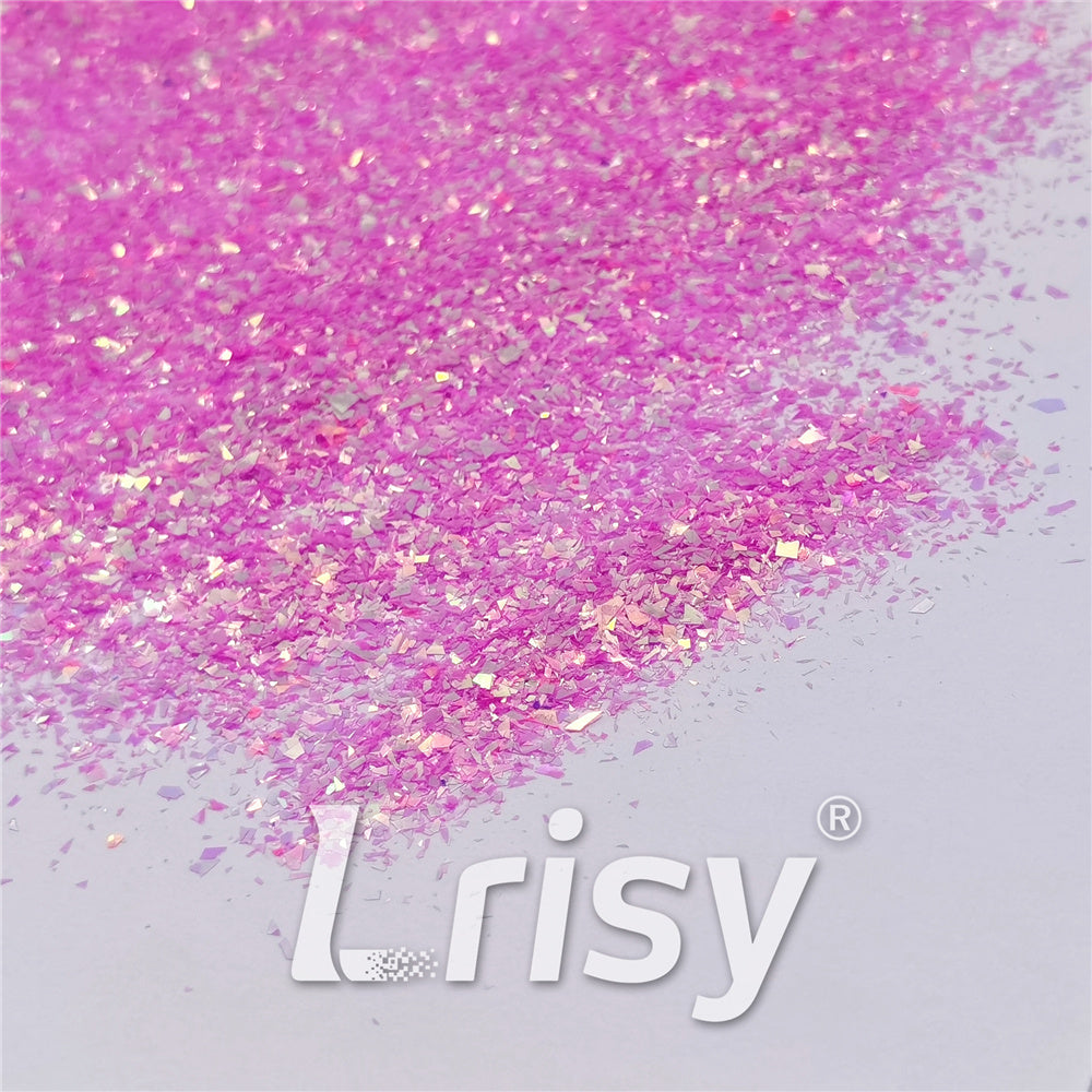 Fluorescent Rose Pink High Brightness Iridescent Cellophane Glitter Shards (Flakes) FC339A 2x2