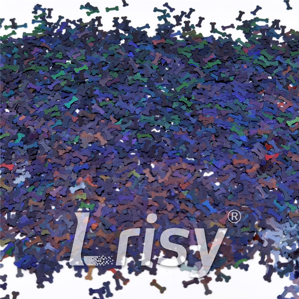 6mm Holographic Black Bone Shaped Glitter LB01000