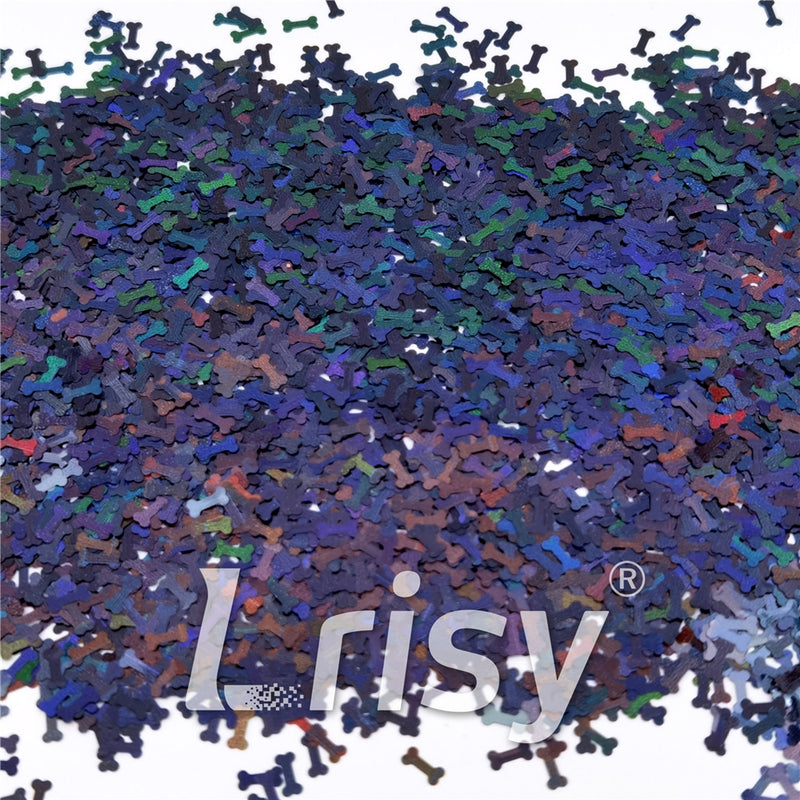 6mm Holographic Black Bone Shaped Glitter LB01000