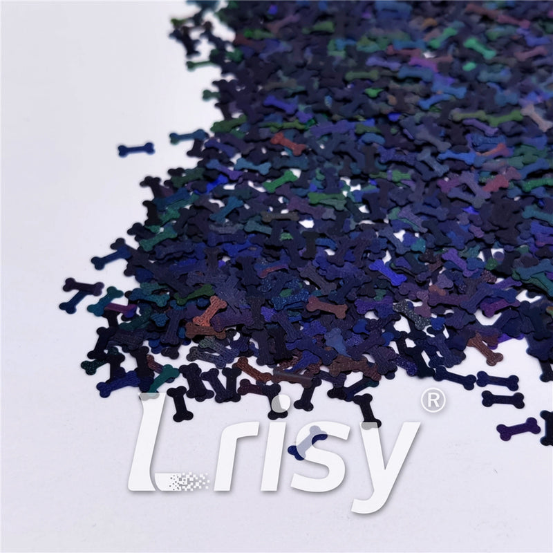 6mm Holographic Black Bone Shaped Glitter LB01000