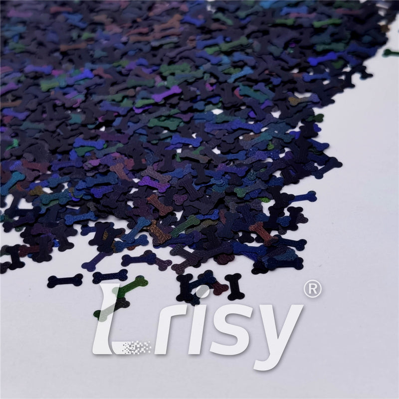 6mm Holographic Black Bone Shaped Glitter LB01000
