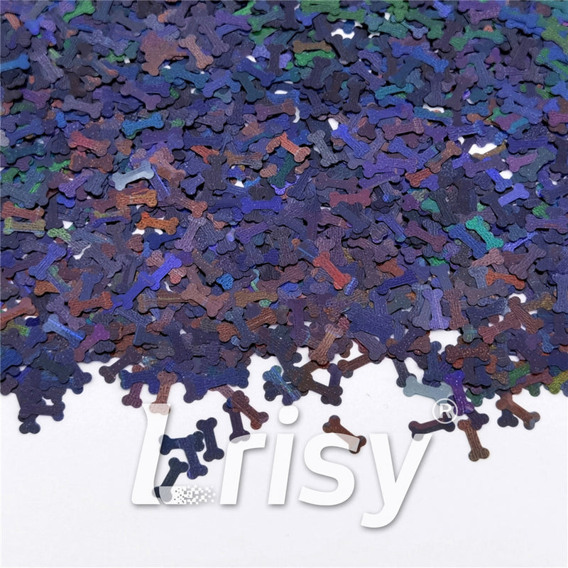 6mm Holographic Black Bone Shaped Glitter LB01000