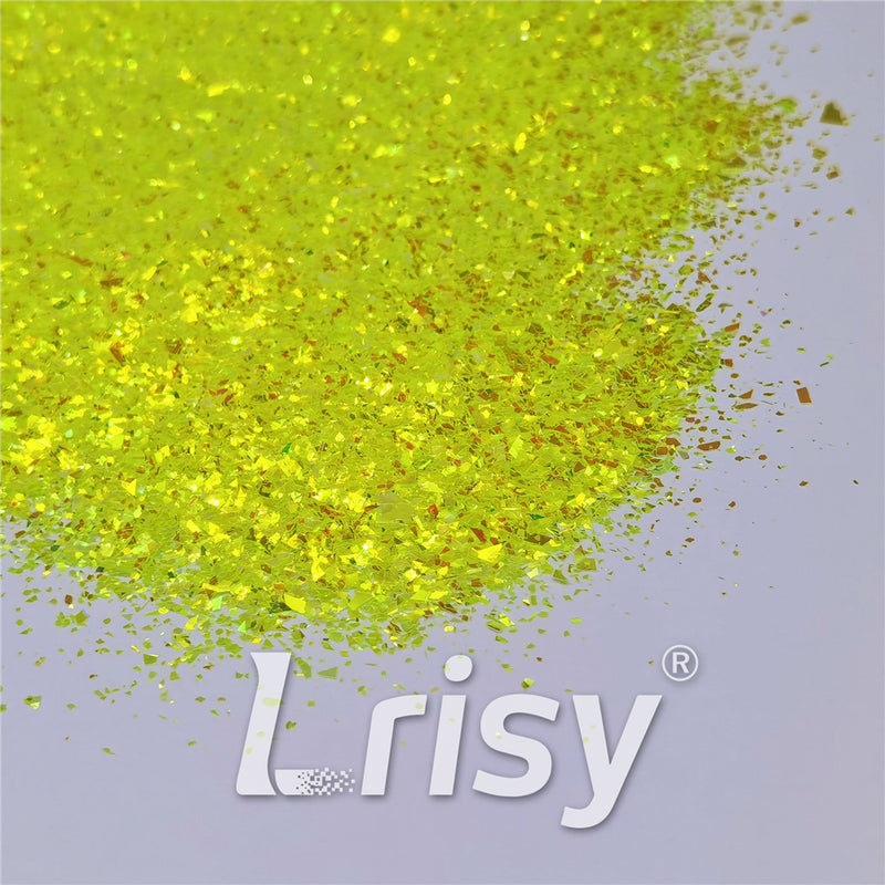 Fluorescent Green High Brightness Iridescent Cellophane Glitter Shards (Flakes) FC330 2x2