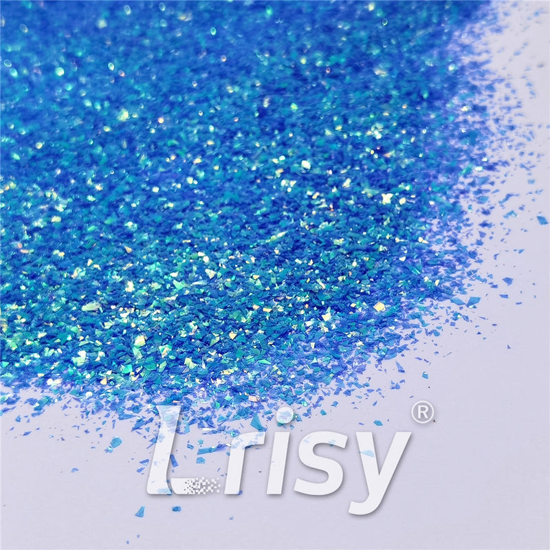 Blue High Brightness Iridescent Cellophane Glitter Shards (Flakes) FC337 2x2