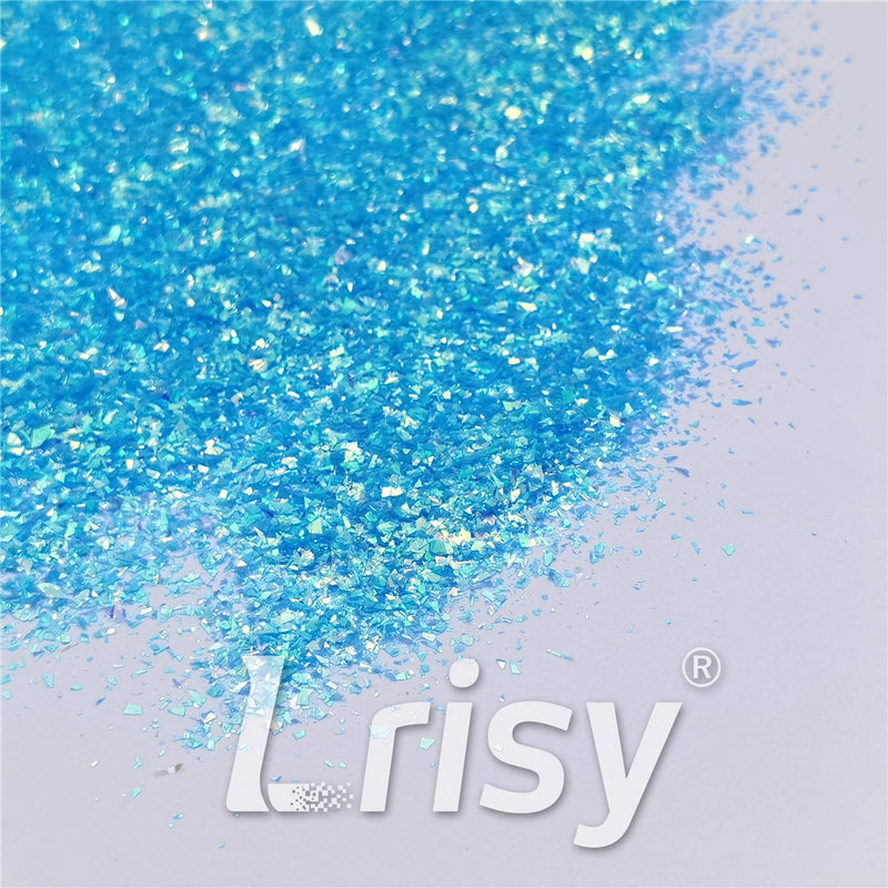Fluorescent Blue High Brightness Iridescent Cellophane Glitter Shards (Flakes) FC337A 2x2