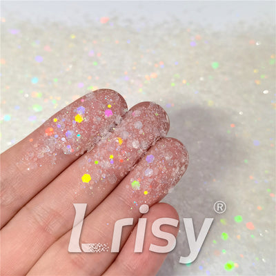General Mixed Rainbow Translucent Holographic Glitter Hexagon Shaped LB01100