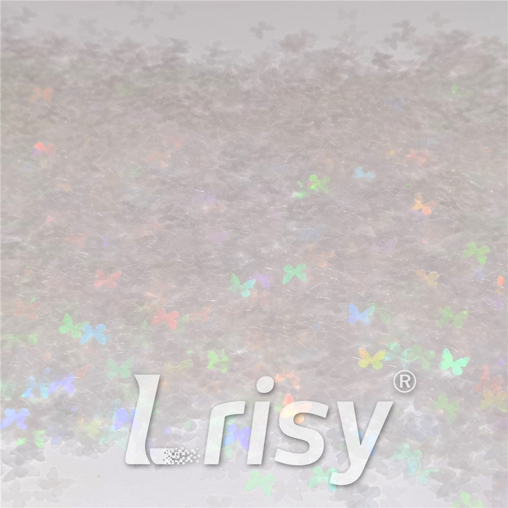 5mm Butterfly Shaped Rainbow Translucent Holographic Glitter LB01100
