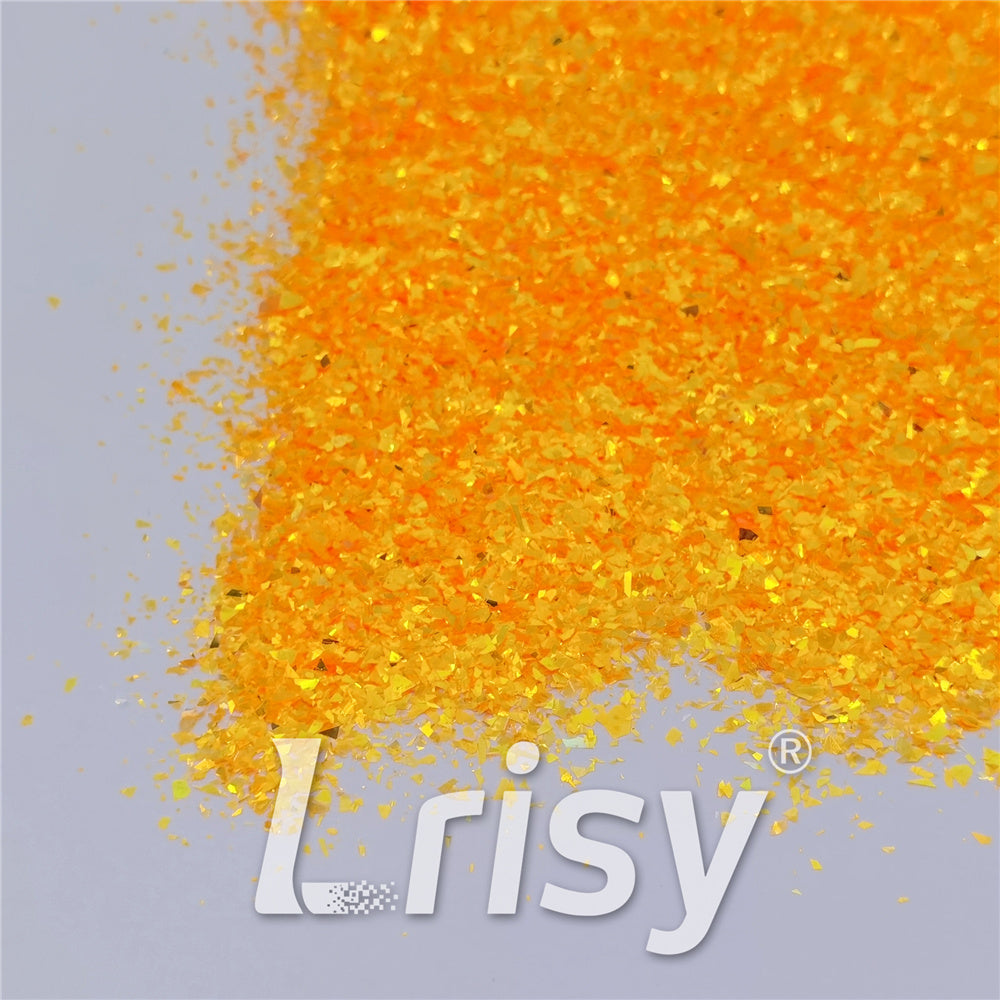 Fluorescent Orange High Brightness Iridescent Cellophane Glitter Shards (Flakes) FC335 2x2