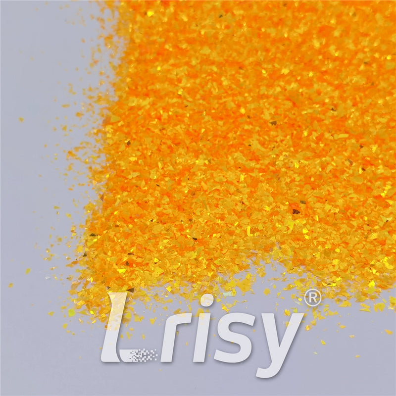 Fluorescent Orange High Brightness Iridescent Cellophane Glitter Shards (Flakes) FC335 2x2