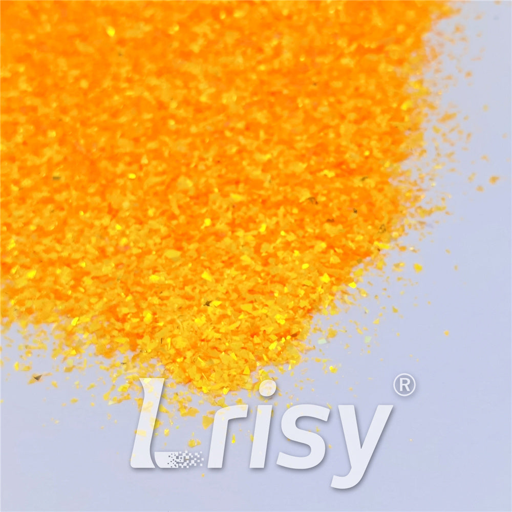 Fluorescent Orange High Brightness Iridescent Cellophane Glitter Shards (Flakes) FC335 2x2