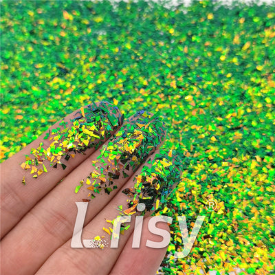 Iridescent Phantom Golden Green Color Shift Glitter Flakes C-BSL7111 2X2