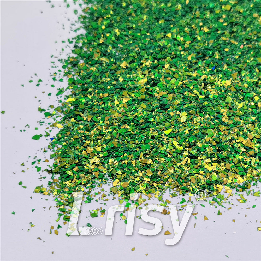 Iridescent Phantom Golden Green Color Shift Glitter Flakes C-BSL7130 2X2