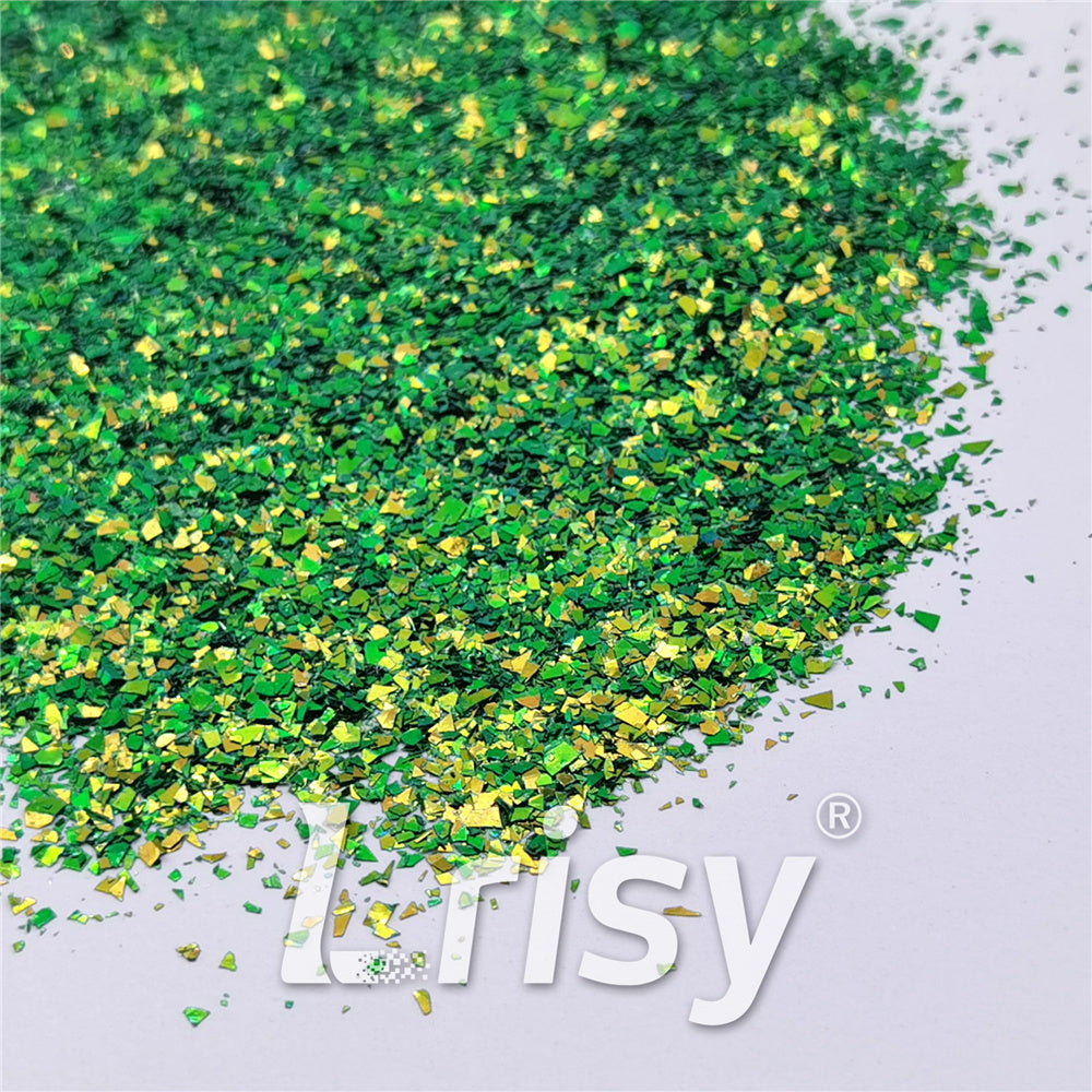 Iridescent Phantom Golden Green Color Shift Glitter Flakes C-BSL7130 2X2