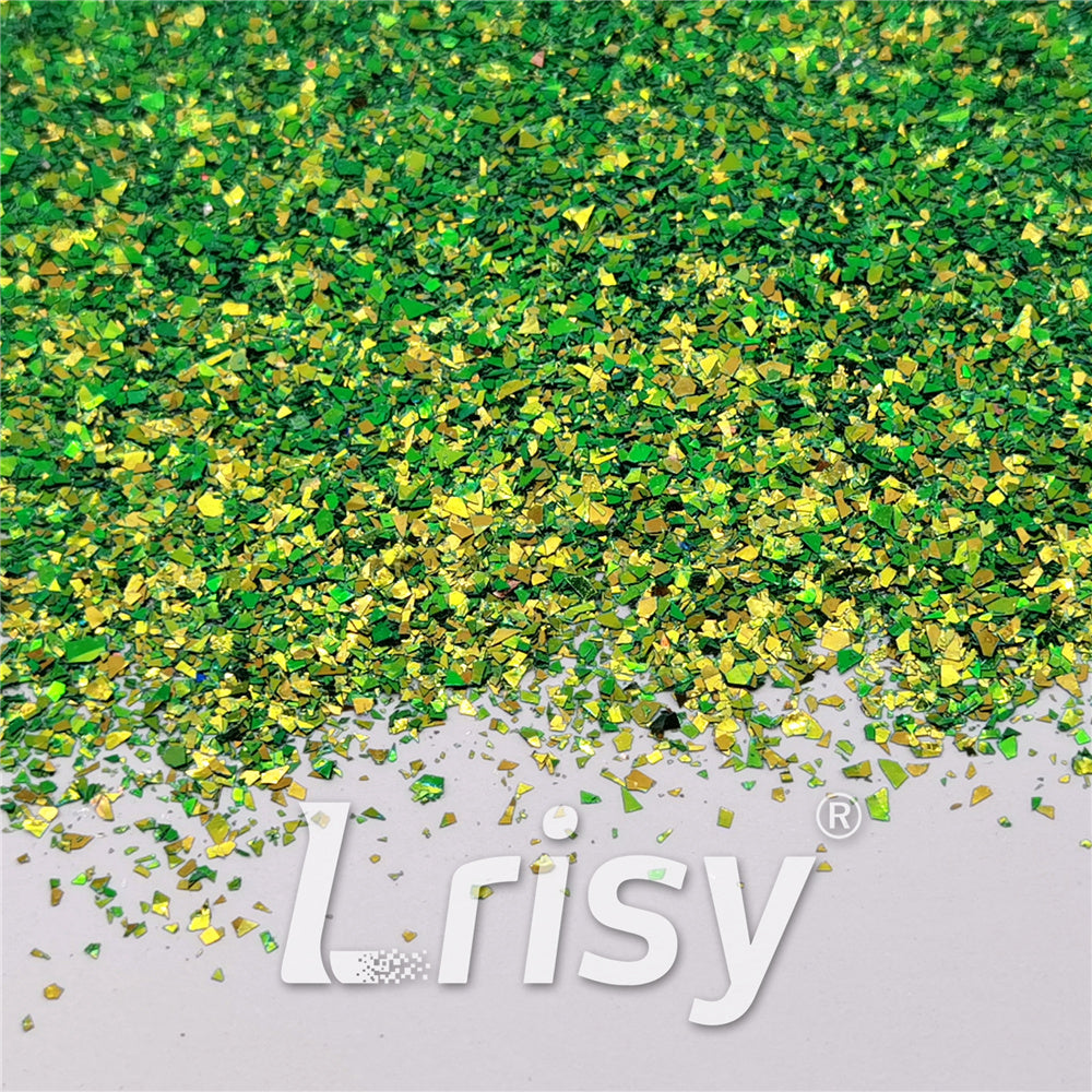 Iridescent Phantom Golden Green Color Shift Glitter Flakes C-BSL7130 2X2